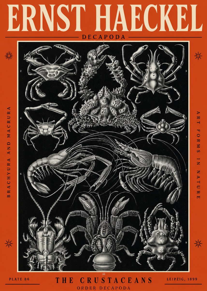 Ernst Haeckel Decapoda Brachyura and Macrura Plate 86 No2 - Póster