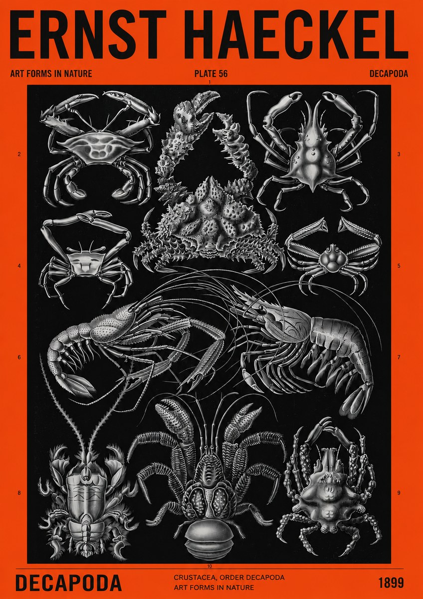 Ernst Haeckel Decapoda Brachyura and Macrura Plate 86 No4 - Póster