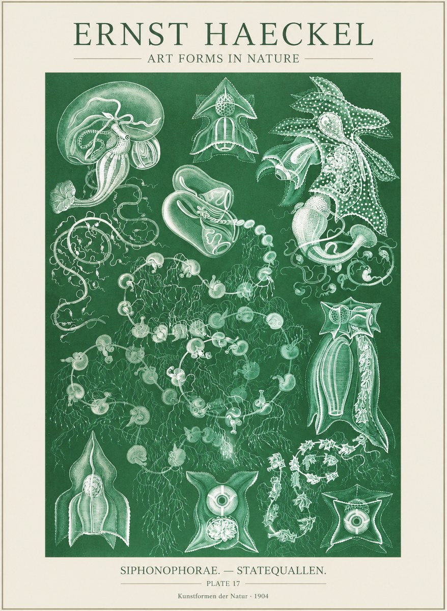 Ernst Haeckel Siphonophorae. — Statequallen. Plate 17 No3 - Póster