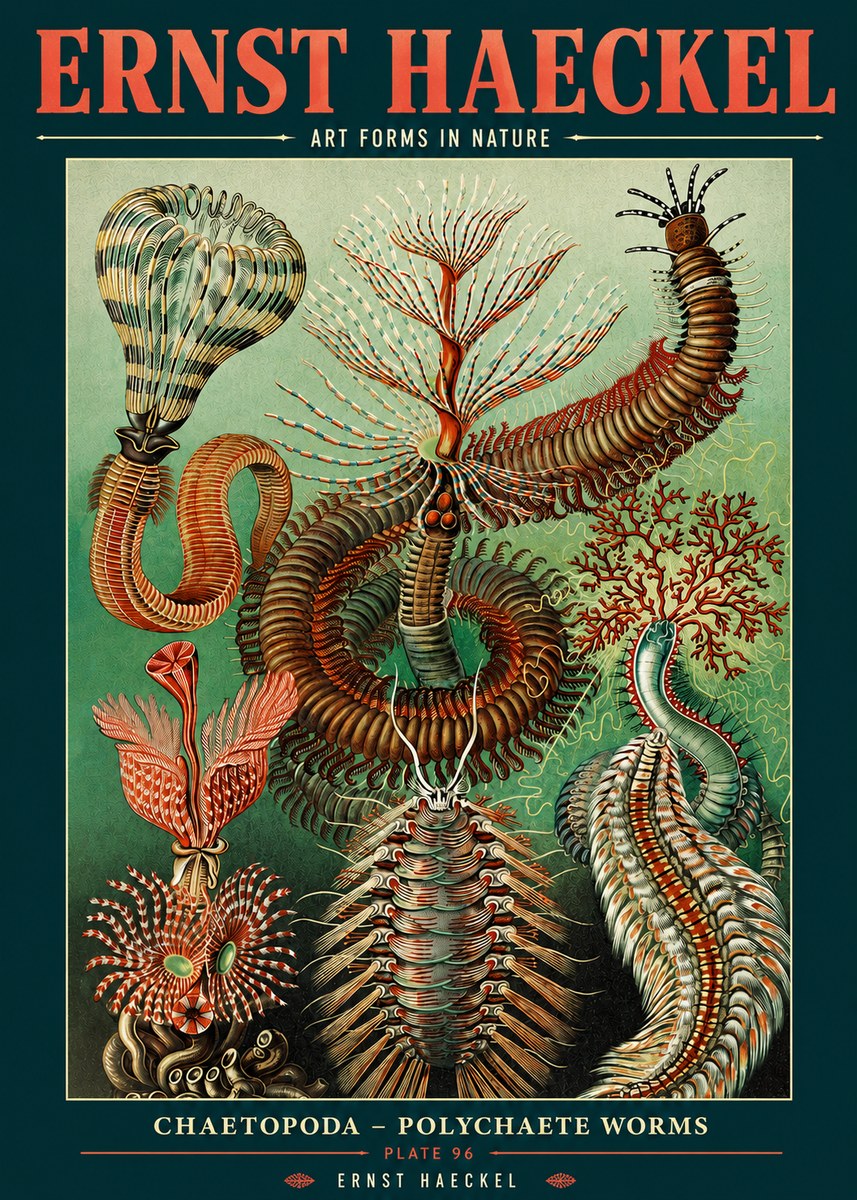 Ernst Haeckel Chaetopoda – Polychaete Worms No2 - Póster