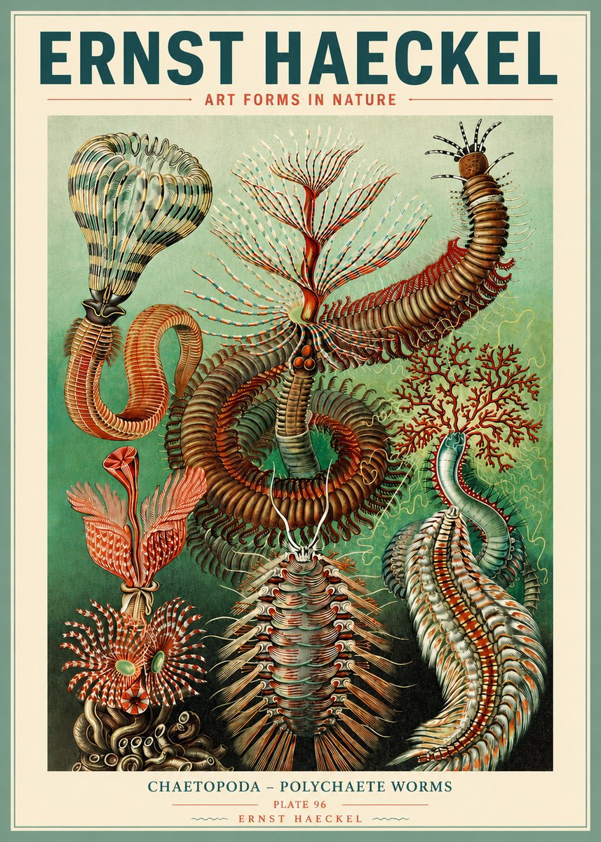 Ernst Haeckel Chaetopoda – Polychaete Worms No3 - Póster