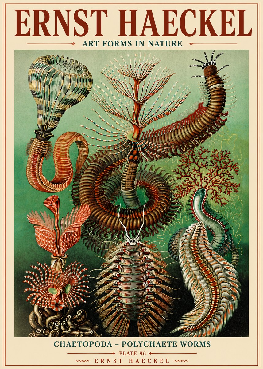 Ernst Haeckel Chaetopoda – Polychaete Worms No6 - Póster