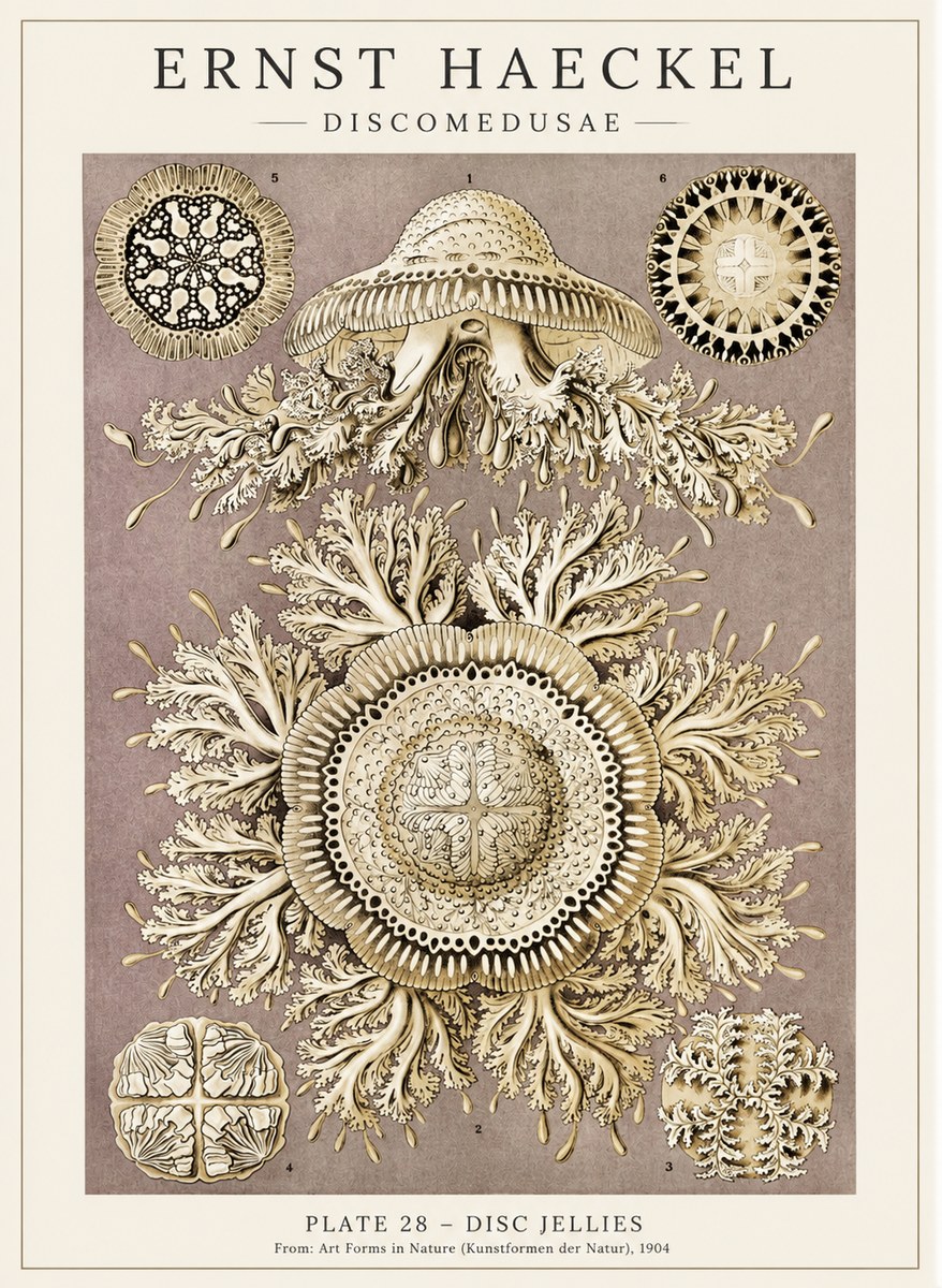Ernst Haeckel Discomedusae No5 - Póster