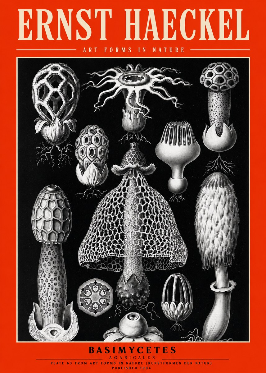 Ernst Haeckel Basimycetes Agaricales No2 - Póster