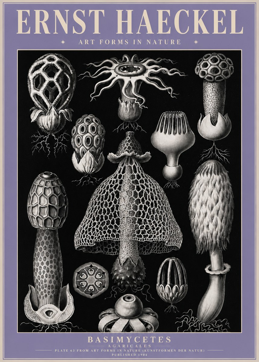 Ernst Haeckel Basimycetes Agaricales No4 - Póster