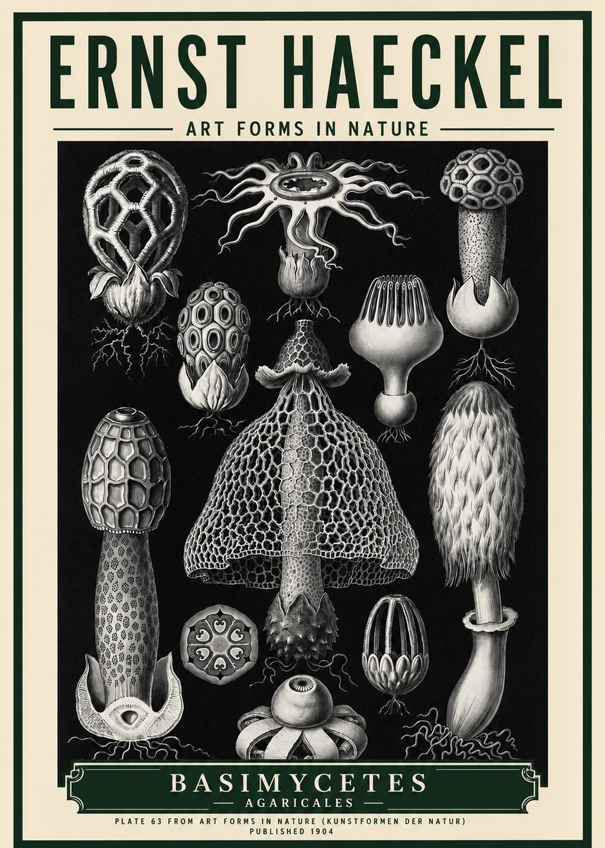 Ernst Haeckel Basimycetes Agaricales No5 - Póster