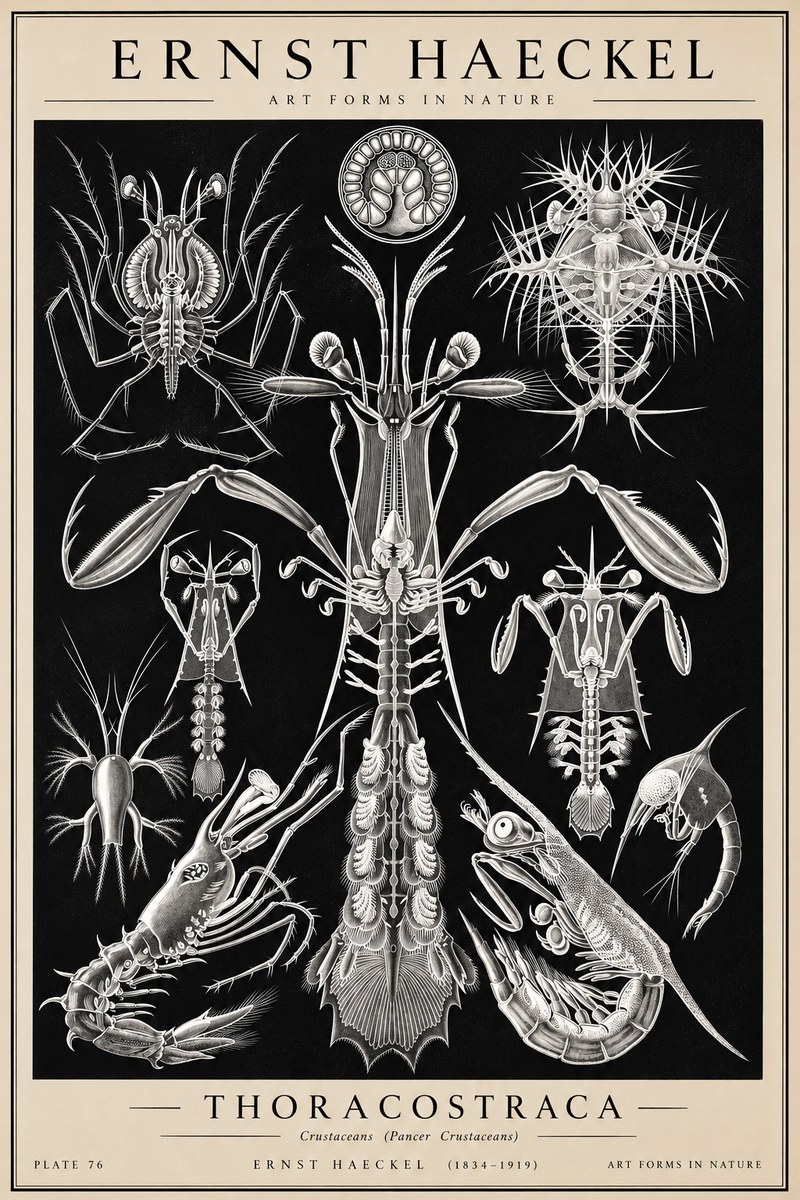 Ernst Haeckel Thoraocostraca - Crustaceans - Plate 76 No2 - Póster