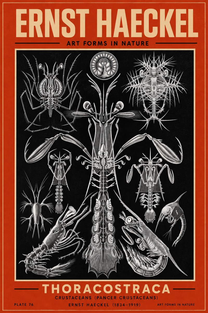Ernst Haeckel Thoraocostraca - Crustaceans - Plate 76 No3 - Póster