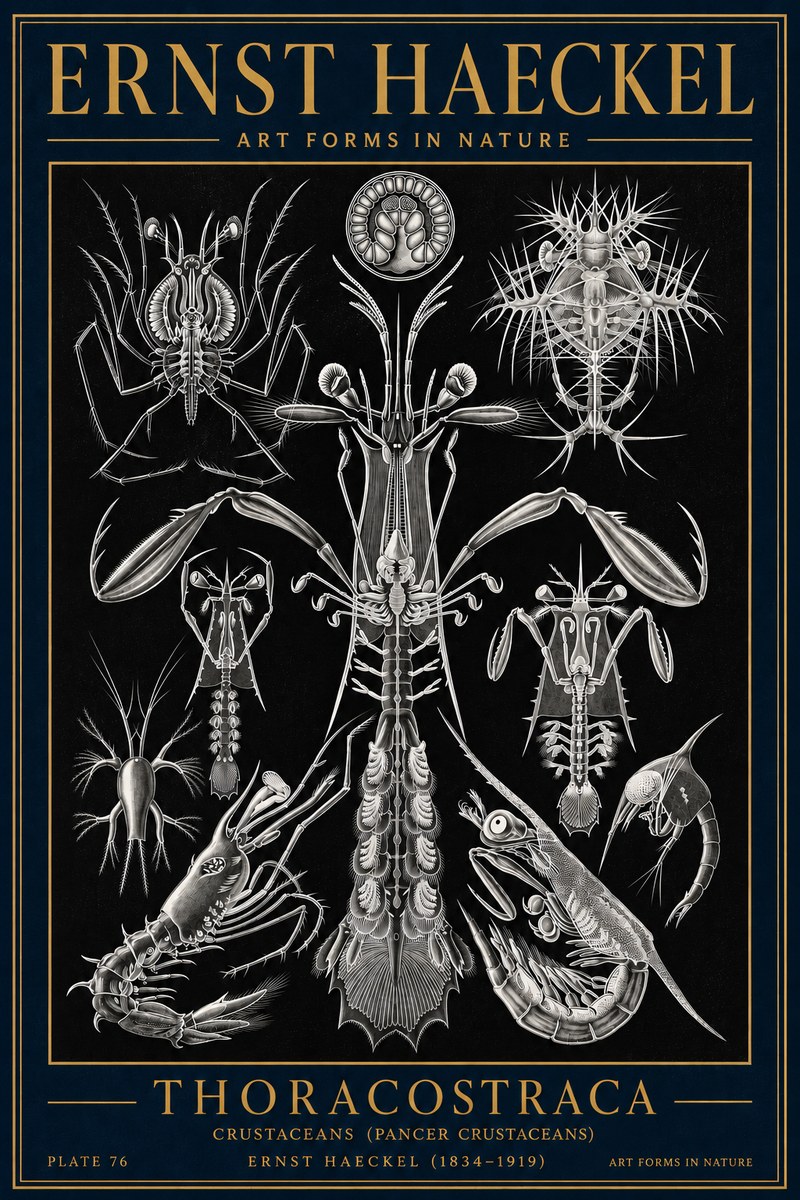 Ernst Haeckel Thoraocostraca - Crustaceans - Plate 76 No4 - Póster