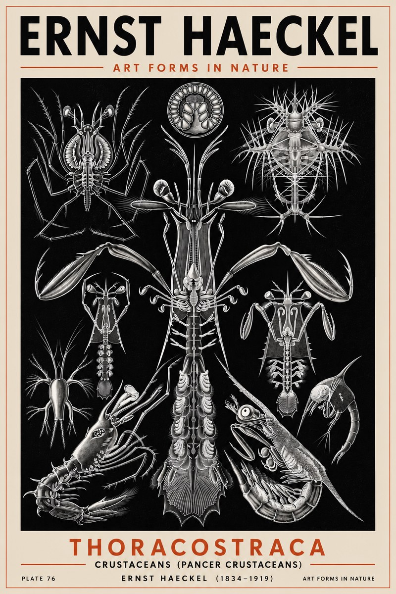 Ernst Haeckel Thoraocostraca - Crustaceans - Plate 76 No5 - Póster