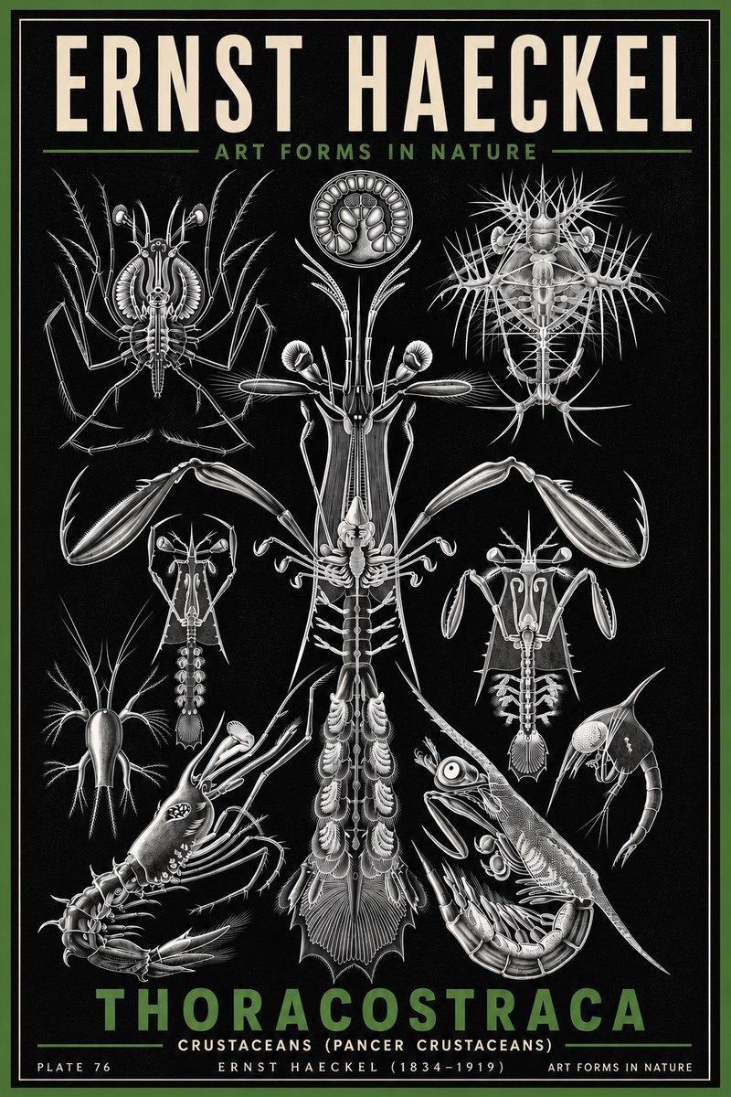 Ernst Haeckel Thoraocostraca - Crustaceans - Plate 76 No6 - Póster
