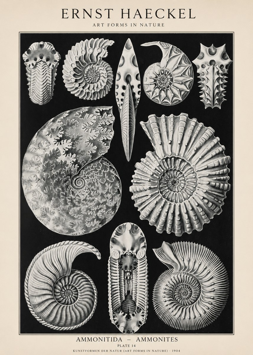 Ernst Haeckel Ammonitida - Ammonites No1 - Póster