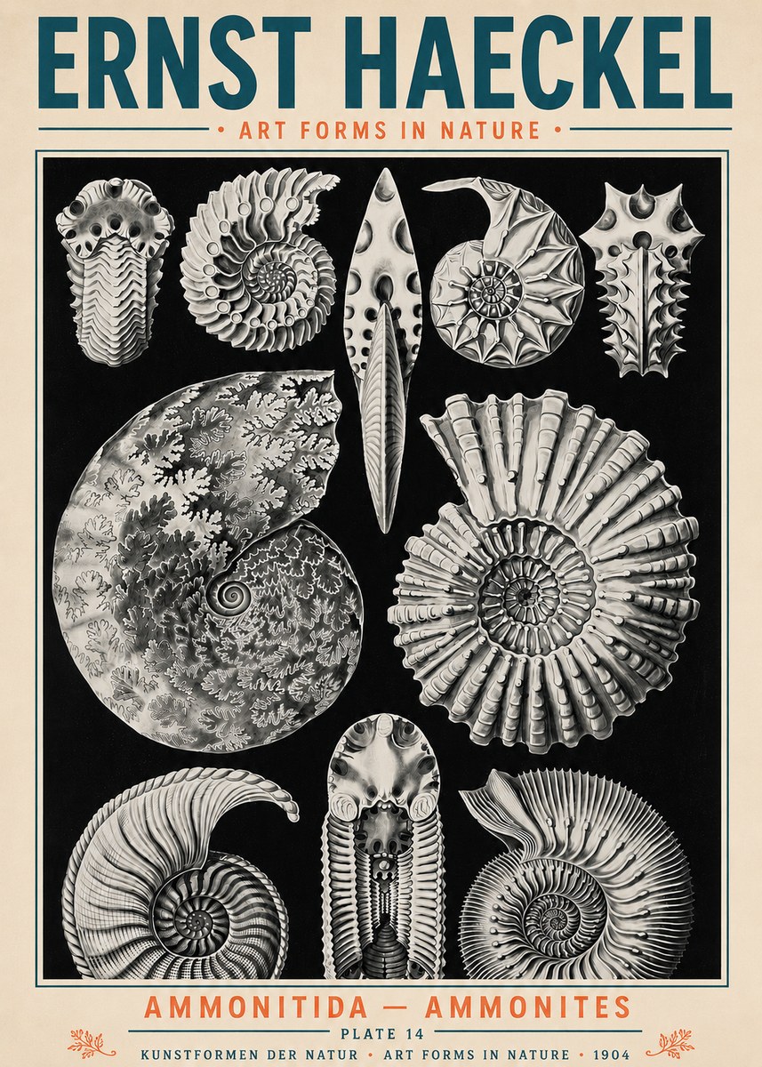 Ernst Haeckel Ammonitida - Ammonites No5 - Póster