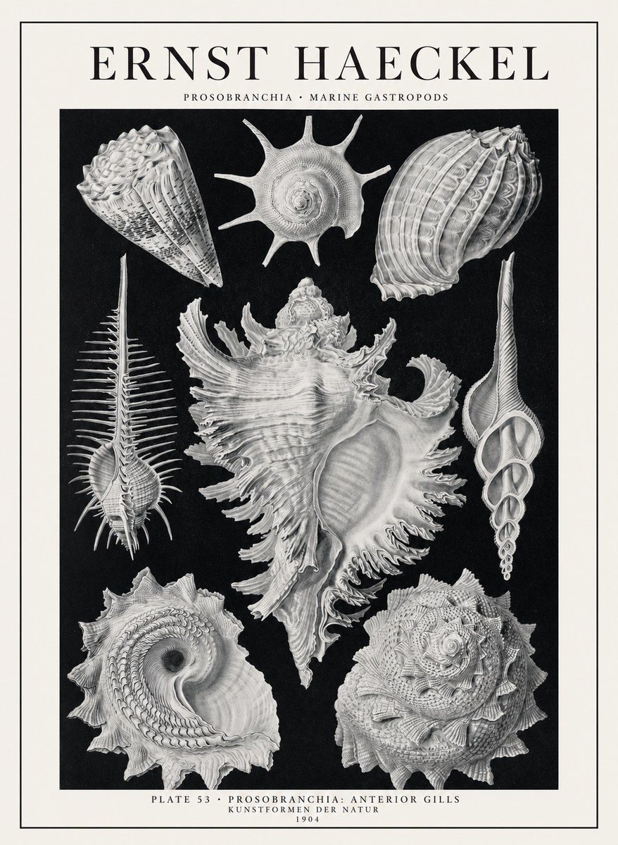 Ernst Haeckel Prosobranchia - Marine Gastropods No1 - Póster