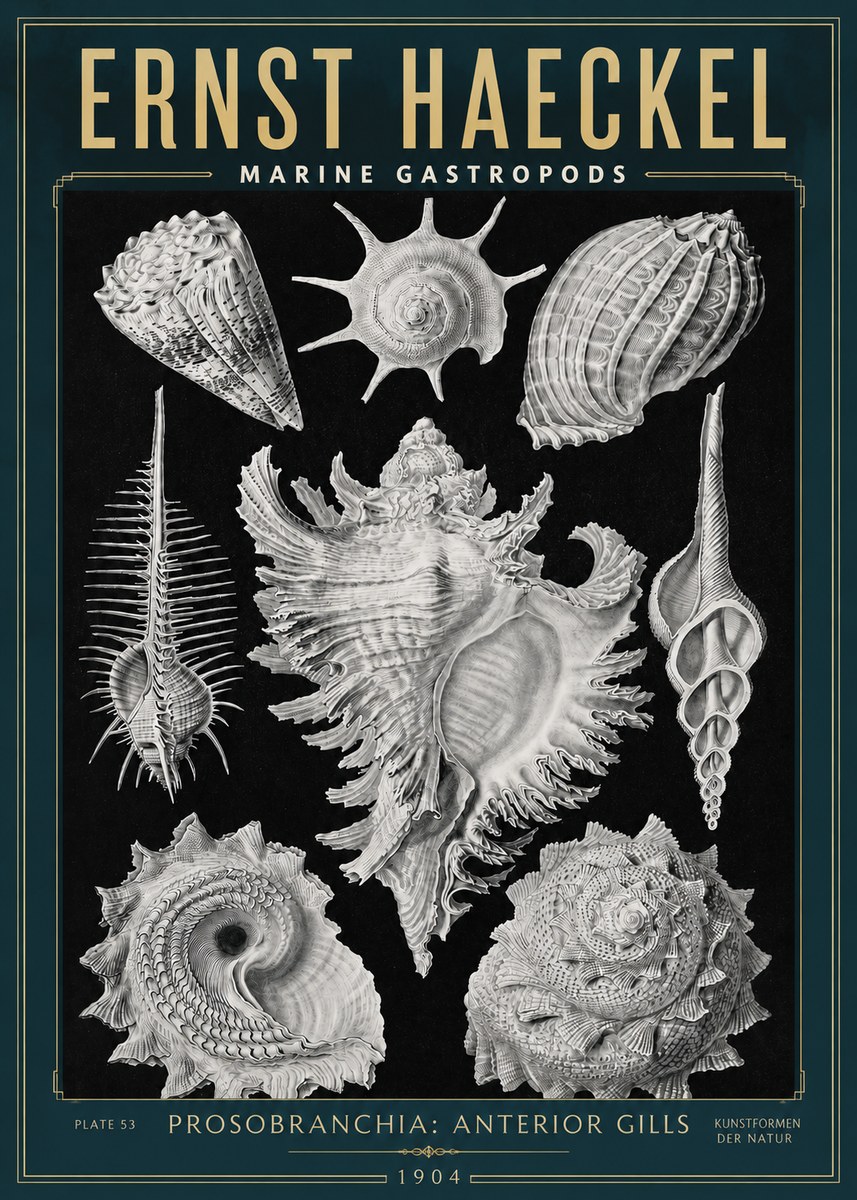 Ernst Haeckel Prosobranchia - Marine Gastropods No3 - Póster