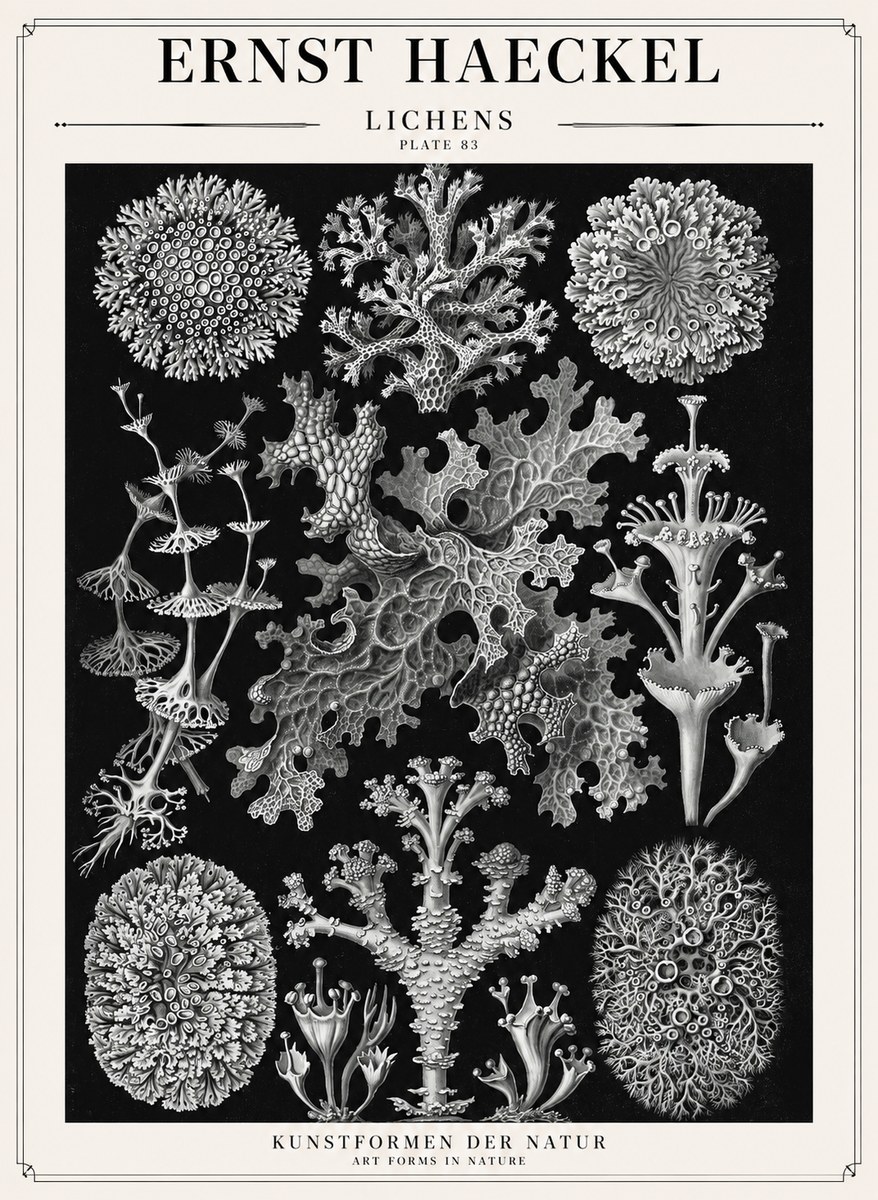 Ernst Haeckel Lichens - Plate 83 No1 - Póster