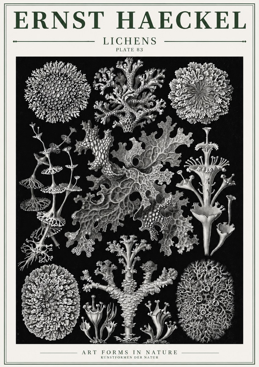 Ernst Haeckel Lichens - Plate 83 No3 - Póster