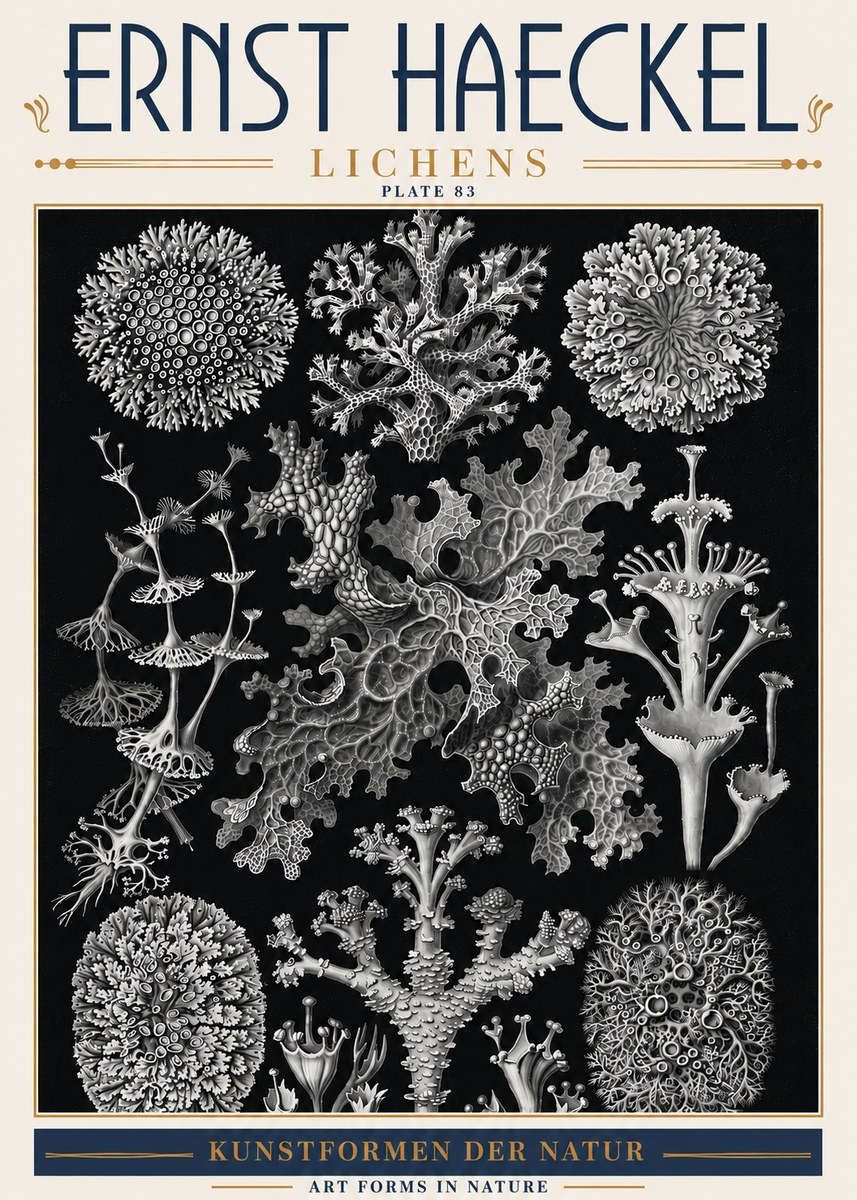 Ernst Haeckel Lichens - Plate 83 No6 - Póster