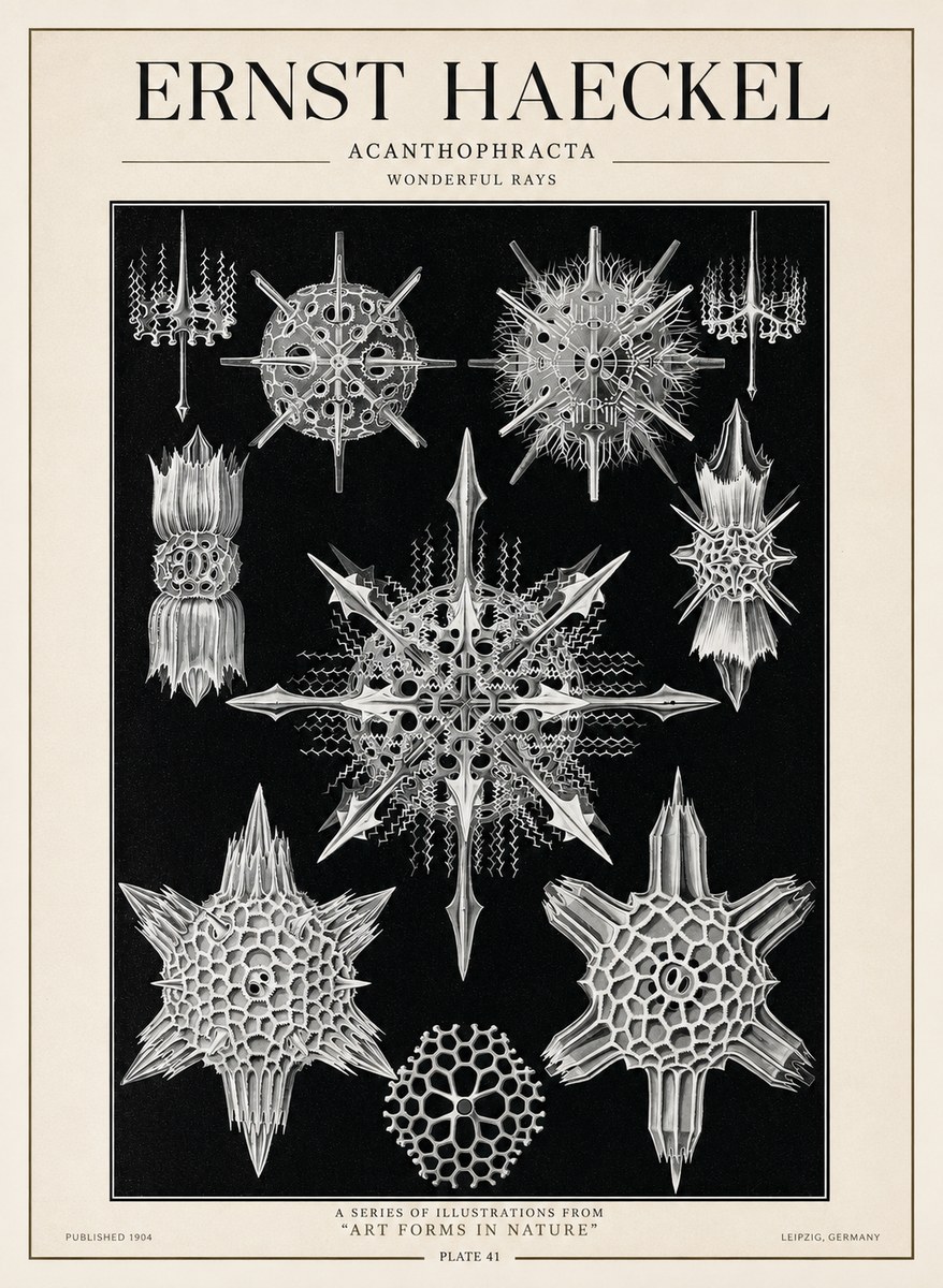 Ernst Haeckel Acanthophracta - Wonderful Rays No1 - Póster