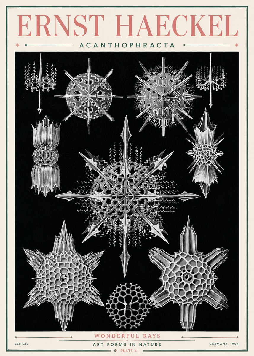 Ernst Haeckel Acanthophracta - Wonderful Rays No3 - Póster