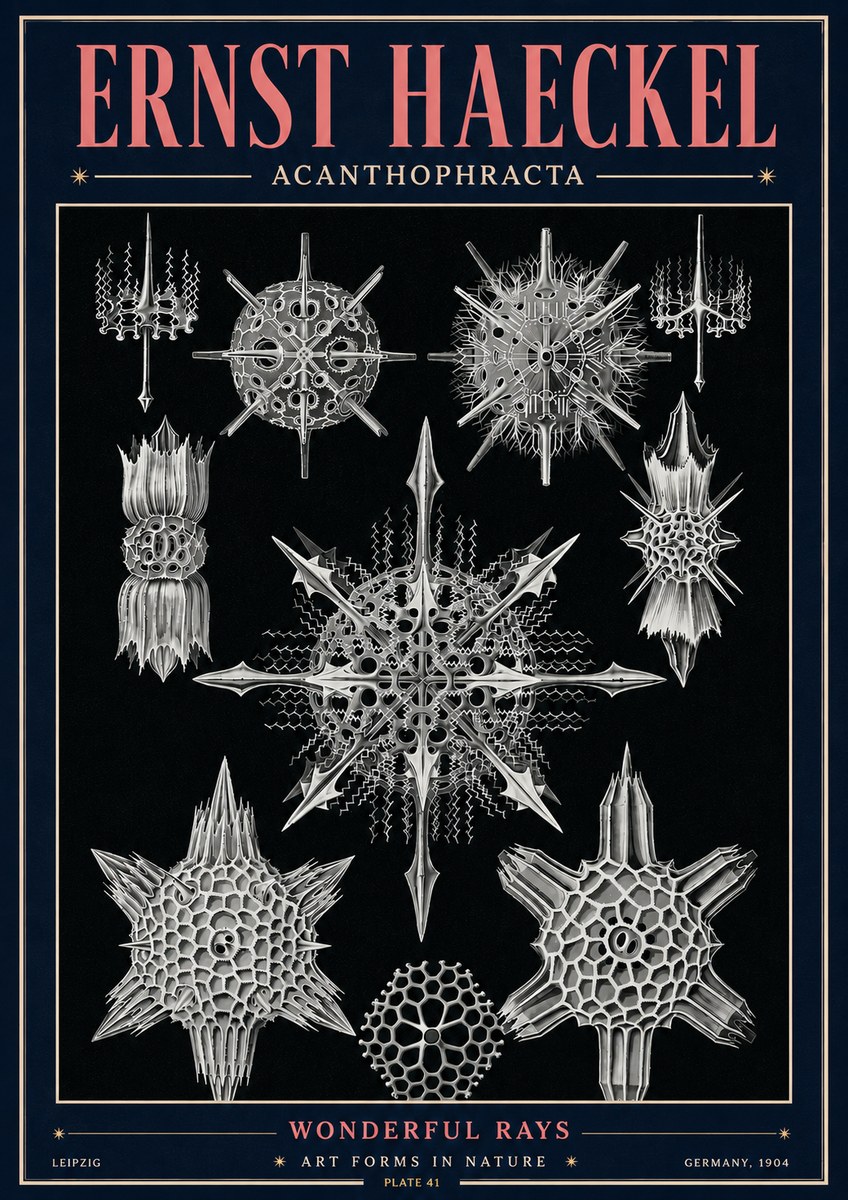 Ernst Haeckel Acanthophracta - Wonderful Rays No4 - Póster