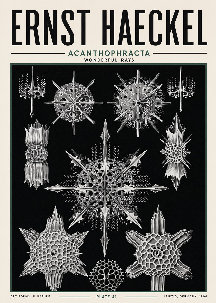 Ernst Haeckel Acanthophracta - Wonderful Rays No5 - Póster