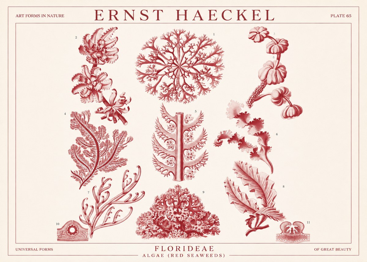 Ernst Haeckel Florideae (Red Seaweeds) No1 - Póster