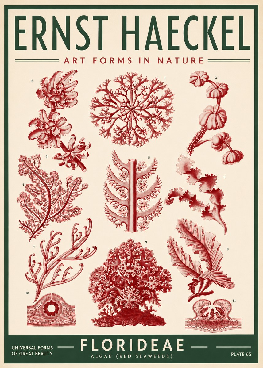 Ernst Haeckel Florideae (Red Seaweeds) No3 - Póster