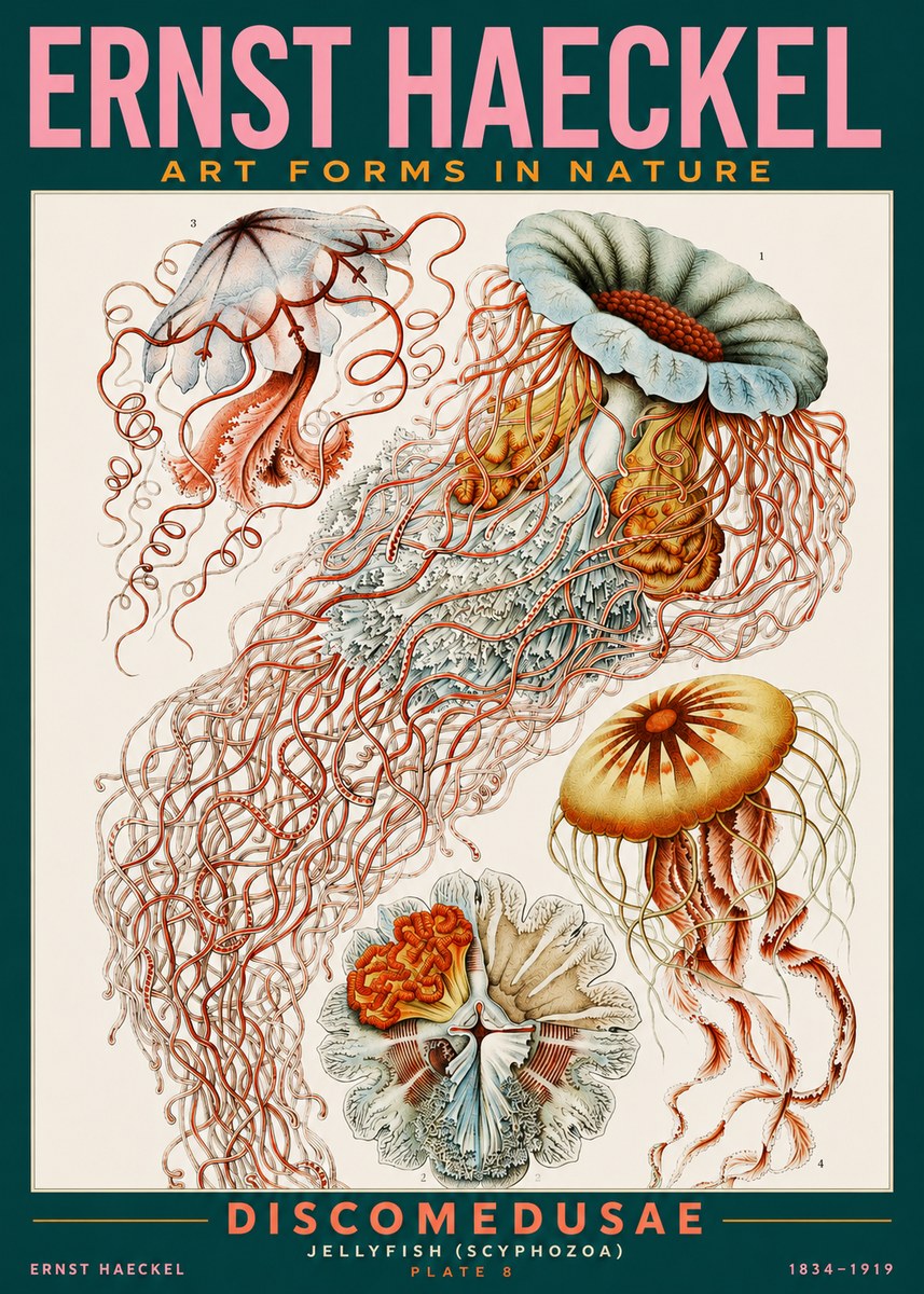 Ernst Haeckel Discomedusae — Jellyfish No2 - Póster