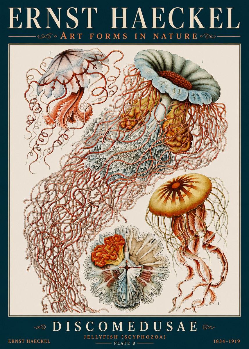 Ernst Haeckel Discomedusae — Jellyfish No4 - Póster