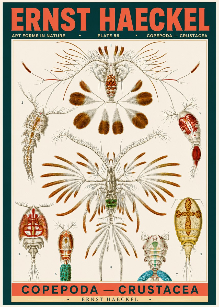 Ernst Haeckel Copepoda — Crustacea Plate 56 No2 - Póster