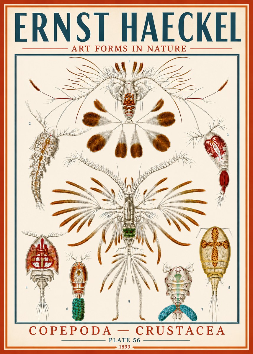 Ernst Haeckel Copepoda — Crustacea Plate 56 No5 - Póster