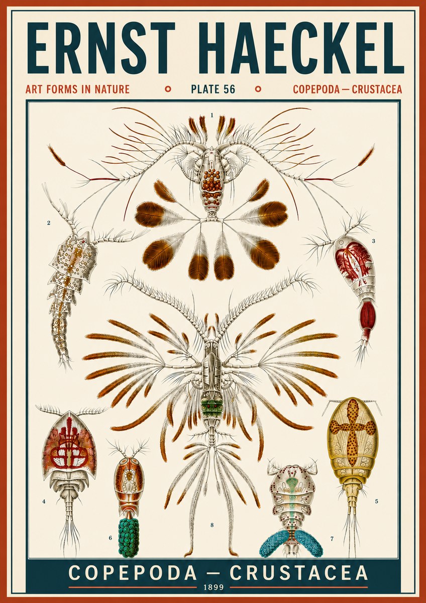 Ernst Haeckel Copepoda — Crustacea Plate 56 No6 - Póster