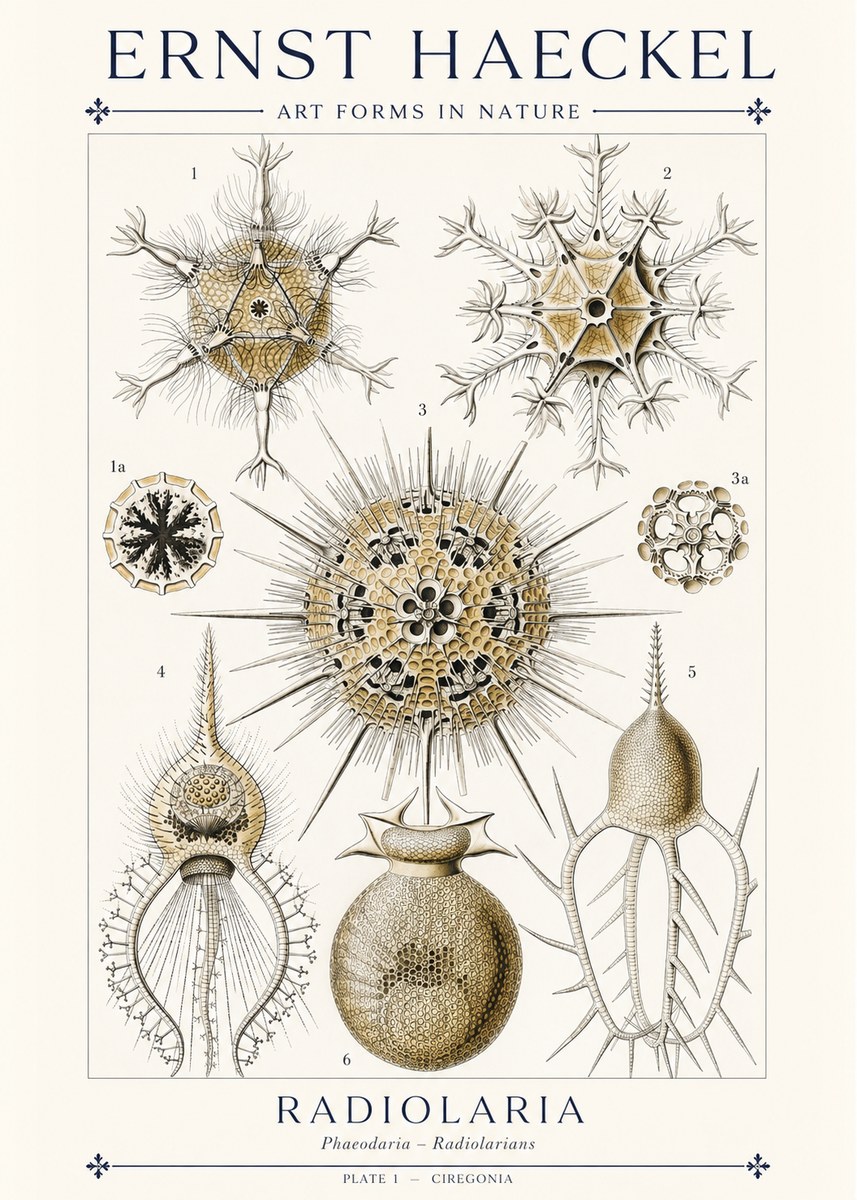 Ernst Haeckel Radiolaria - Plate 1 - Ciregonia No1 - Póster