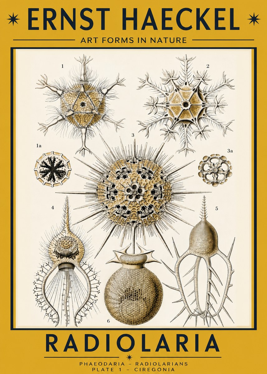 Ernst Haeckel Radiolaria - Plate 1 - Ciregonia No2 - Póster
