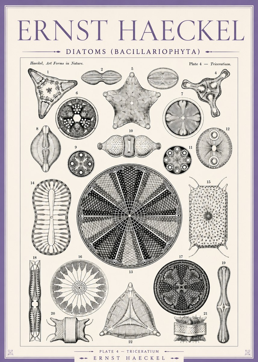 Ernst Haeckel Diatoms (Bacillariophyta) Plate 4 – Triceratium No3 - Póster