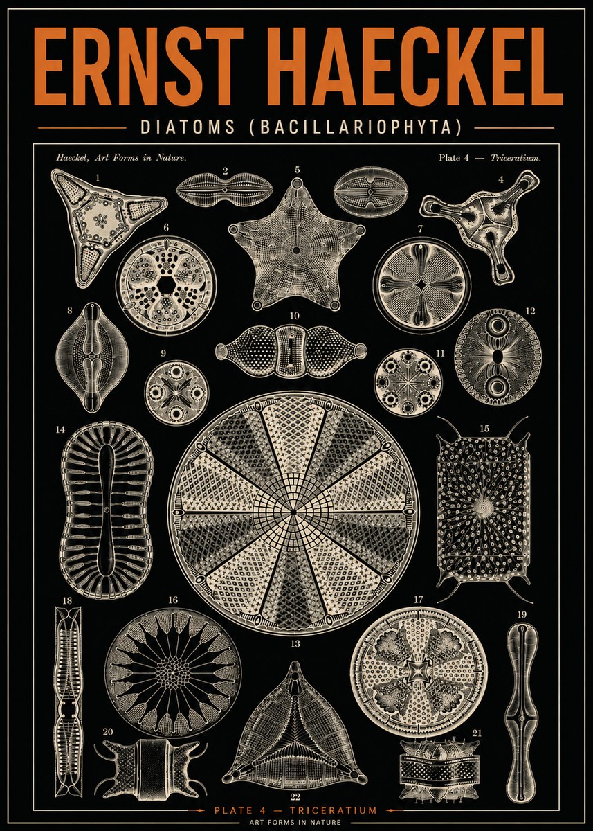 Ernst Haeckel Diatoms (Bacillariophyta) Plate 4 – Triceratium No4 - Póster