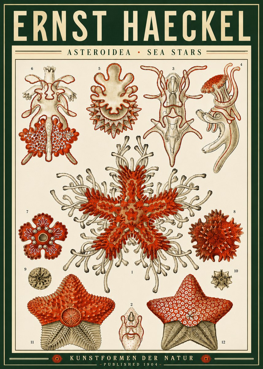Ernst Haeckel Asteroidea. Sea Stars No4 - Póster