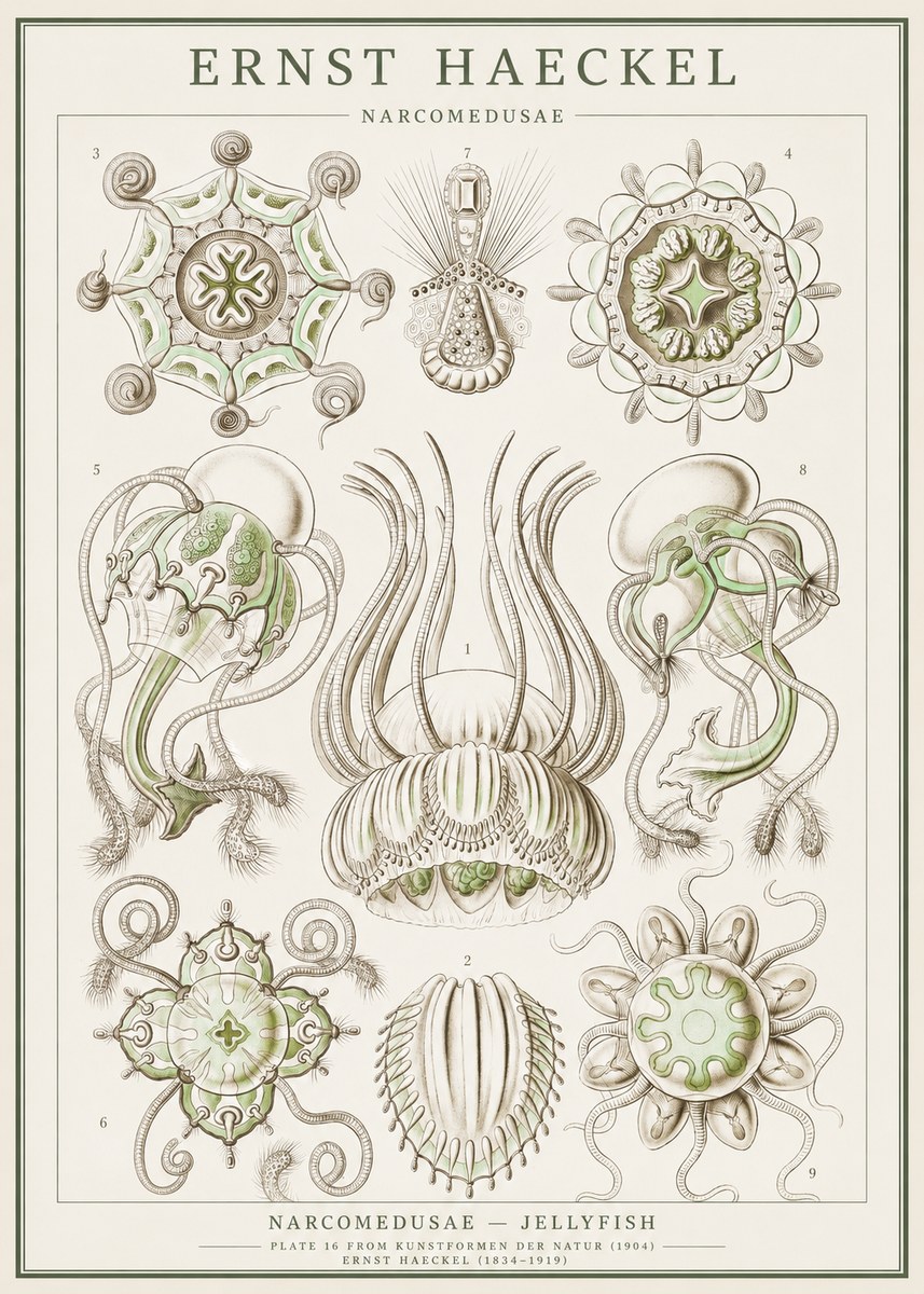 Ernst Haeckel Narcomedusae - Jellyfish No1 - Póster