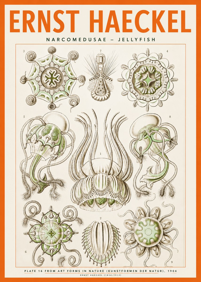 Ernst Haeckel Narcomedusae - Jellyfish No2 - Póster