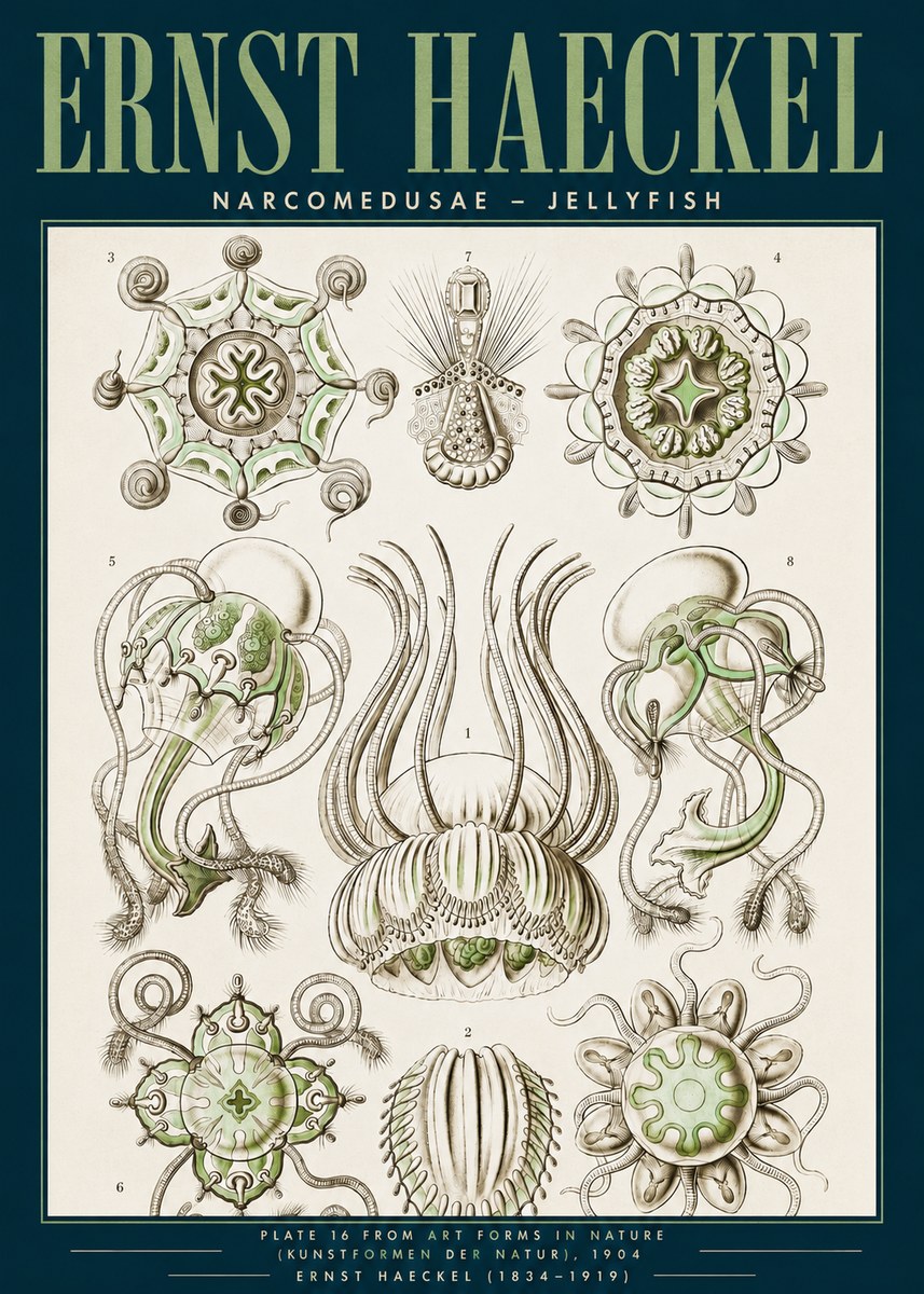 Ernst Haeckel Narcomedusae - Jellyfish No3 - Póster