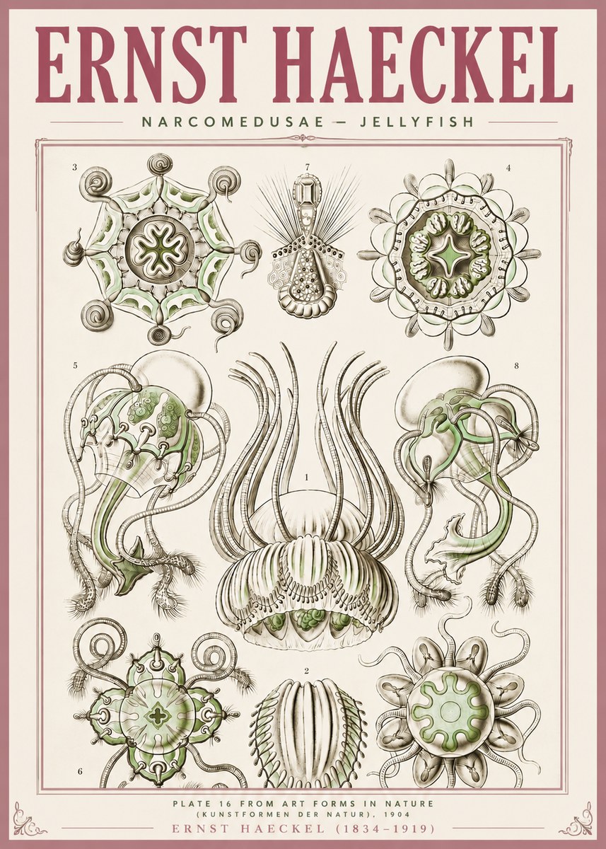 Ernst Haeckel Narcomedusae - Jellyfish No4 - Póster