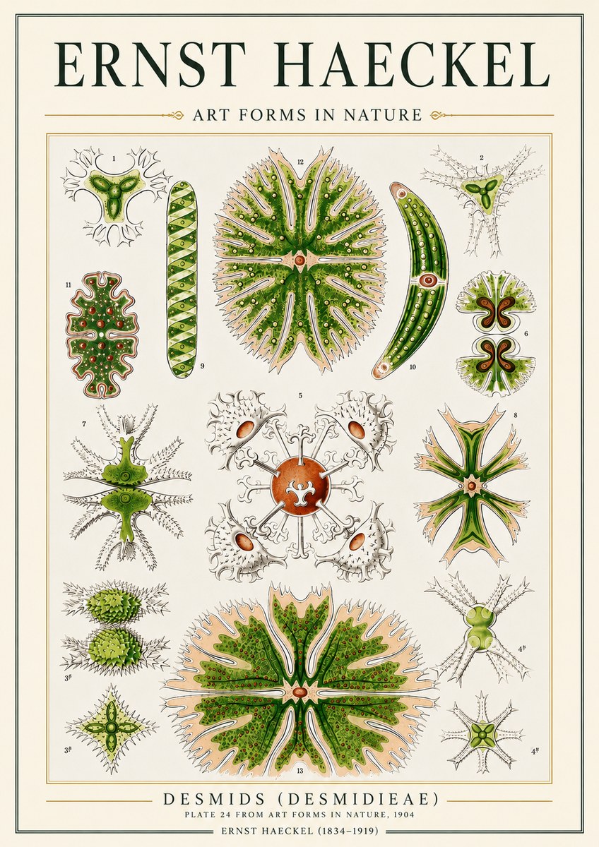 Ernst Haeckel Desmids (Desmidieae) No3 - Póster