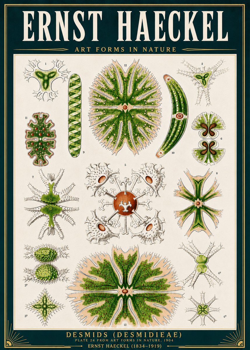 Ernst Haeckel Desmids (Desmidieae) No4 - Póster