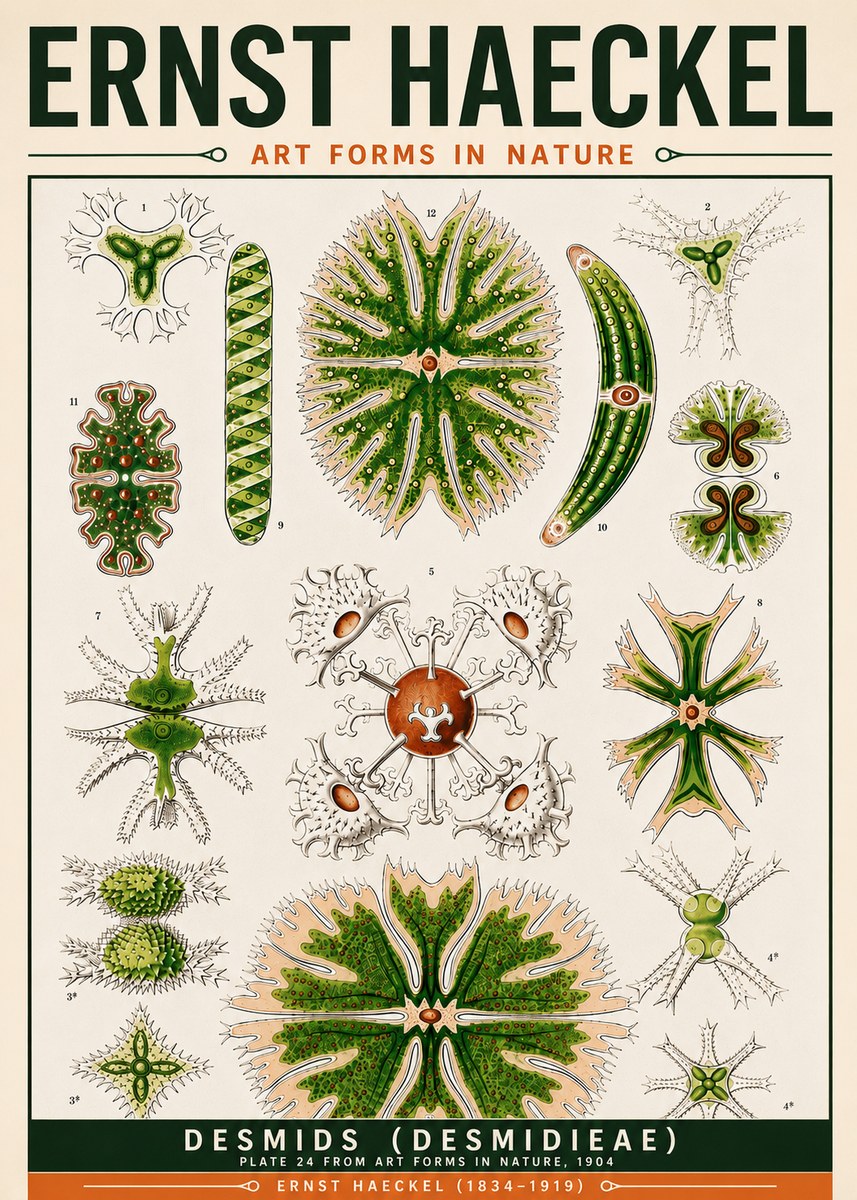 Ernst Haeckel Desmids (Desmidieae) No6 - Póster