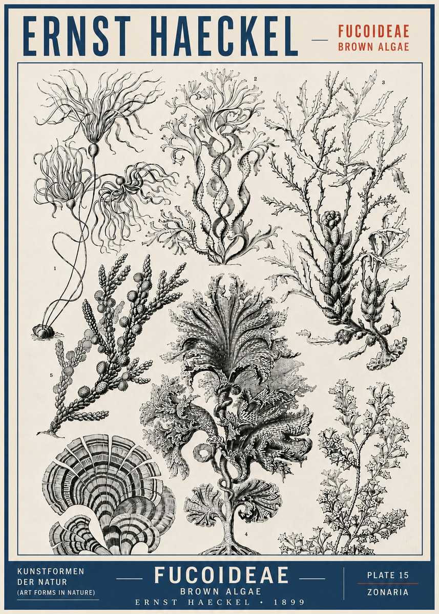 Ernst Haeckel Fucoideae - Brown Algae No5 - Póster