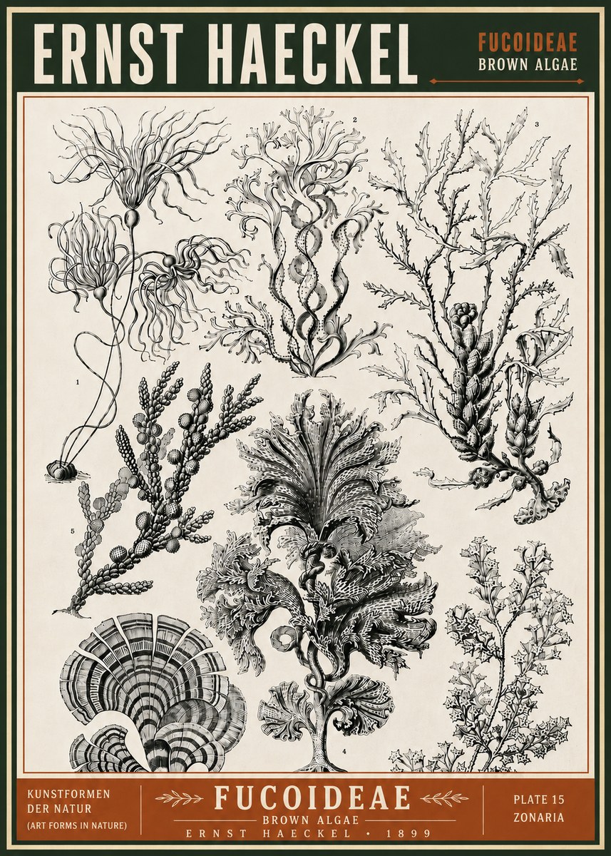 Ernst Haeckel Fucoideae - Brown Algae No6 - Póster