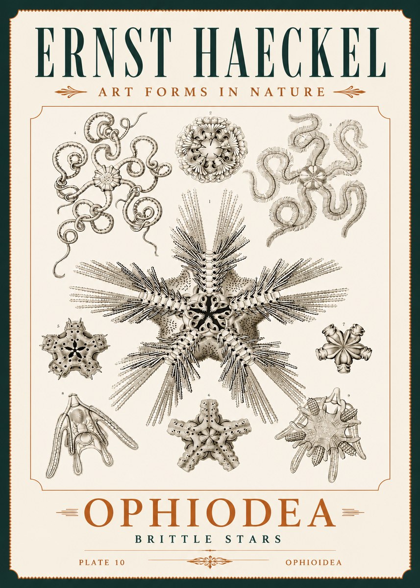 Ernst Haeckel Ophiodea - Brittle Stars I No4 - Póster