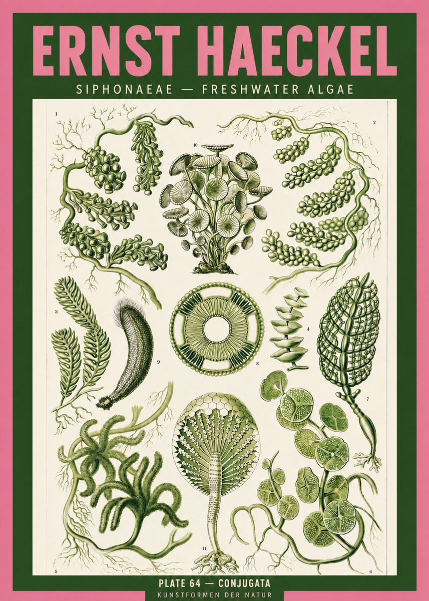 Ernst Haeckel Siphonaceae - Freshwater Algae No2 - Póster