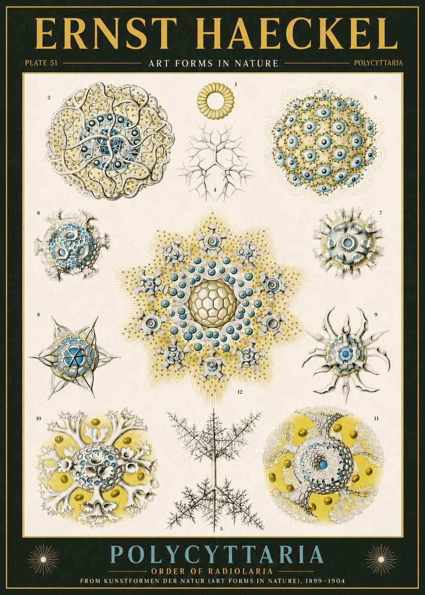 Ernst Haeckel Polycyttaria – Order of Radiolaria No6 - Póster